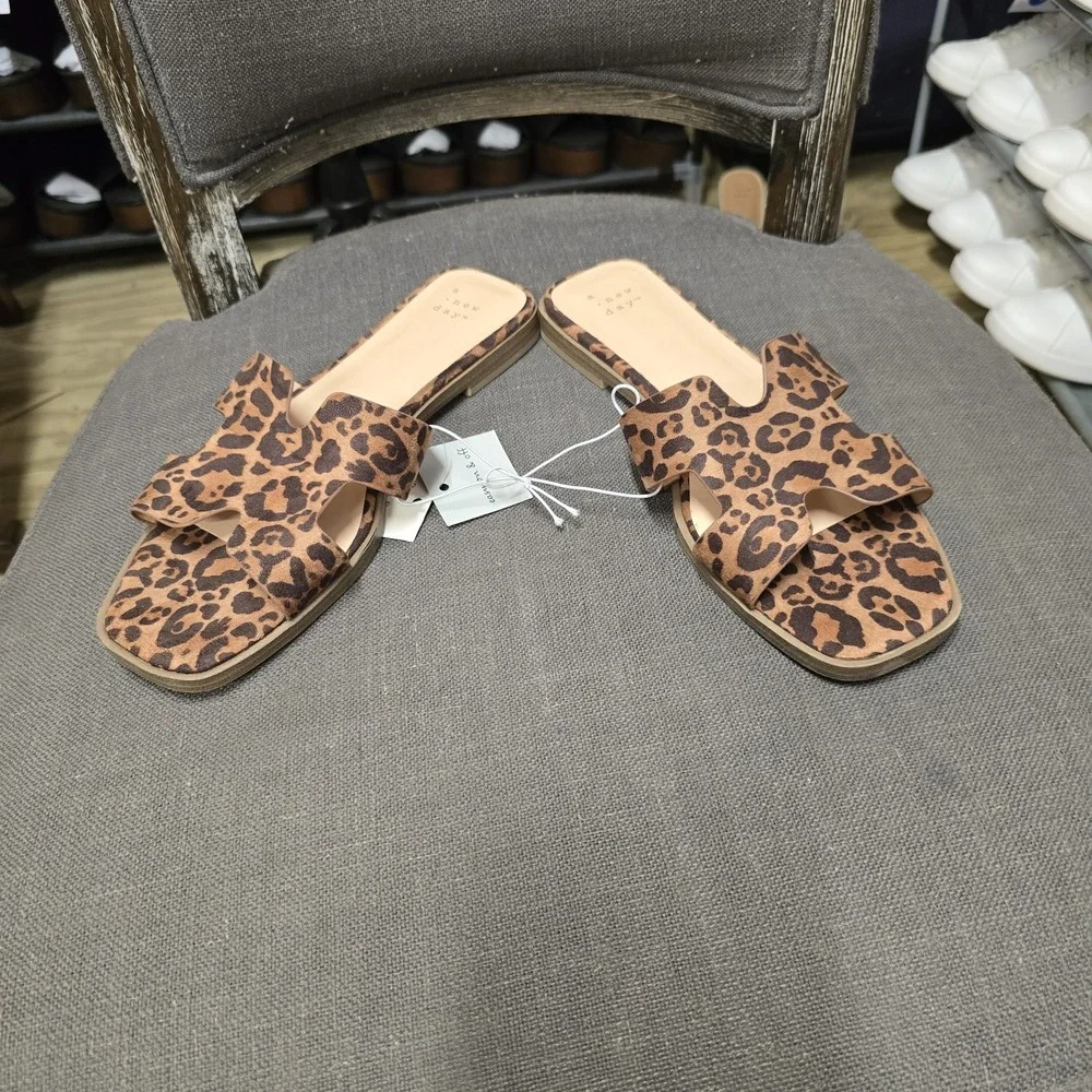 Womens Nina Sandals with Memory Foam Insole A New Day™ Brown Animal Print 11